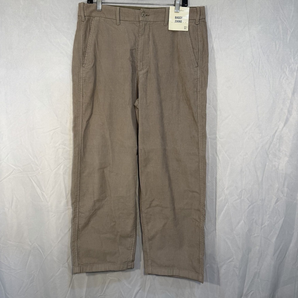Abercrombie & Fitch Baggy Chino Pants Men's 34x30 Beige Khaki New Loose